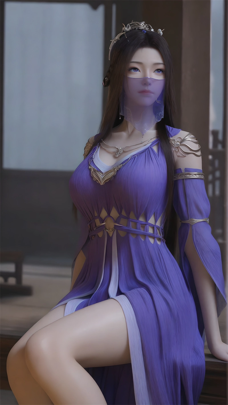 图片[3]-[第980期] [凡人修仙传] [紫灵 · 系列] 紫衣面纱巨乳 [201P]-晚漫-共享AI国漫精致绘画AI高清视频