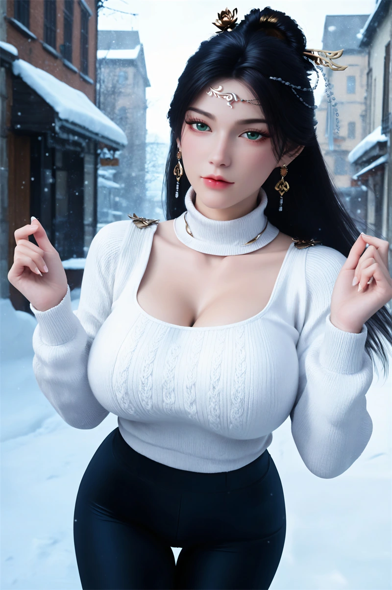 图片[2]-[1701]精致AI绘画-诛仙-金瓶儿-冬天户外-晚漫-共享AI国漫精致绘画AI高清视频