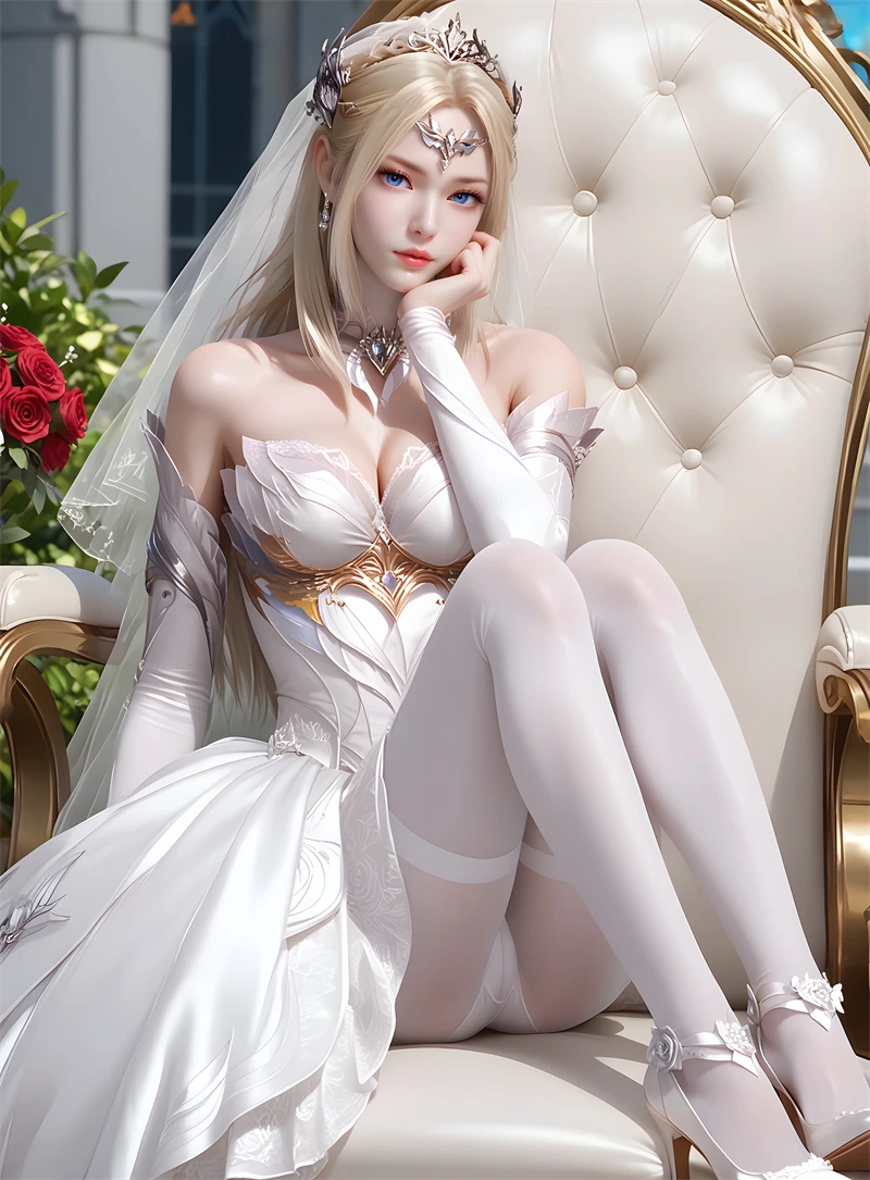 图片[3]-[1551]精致AI绘画-斗破苍穹-千仞雪-白色婚纱-晚漫-共享AI国漫精致绘画AI高清视频