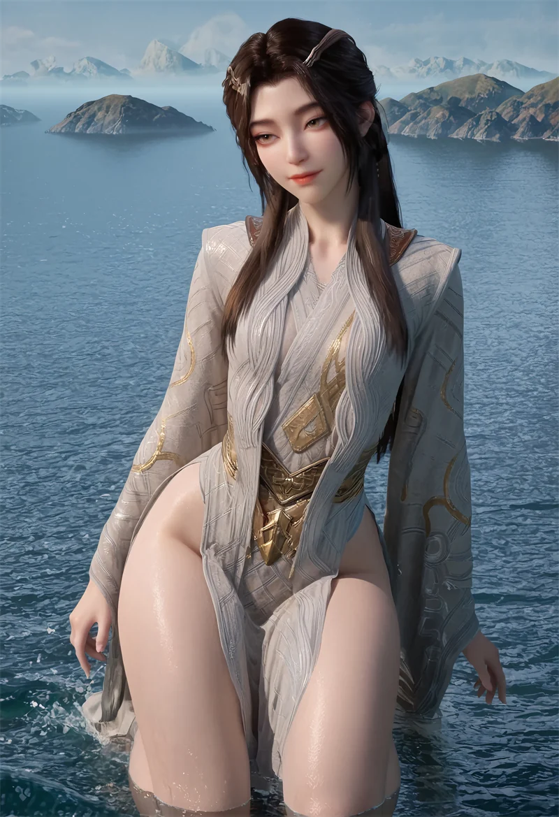 图片[2]-[1730]精致AI绘画-凡人修仙传-凌玉灵-海边风景-晚漫-共享AI国漫精致绘画AI高清视频