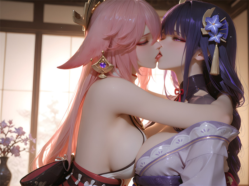 图片[4]-[2216]精致AI绘画-原神-雷电将军-八重神子-双人瑟瑟-晚漫-共享AI国漫精致绘画AI高清视频